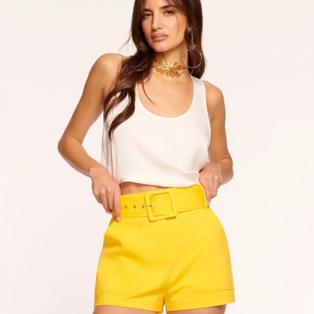 Ramy Brook Yellow High Waist Belted Shorts